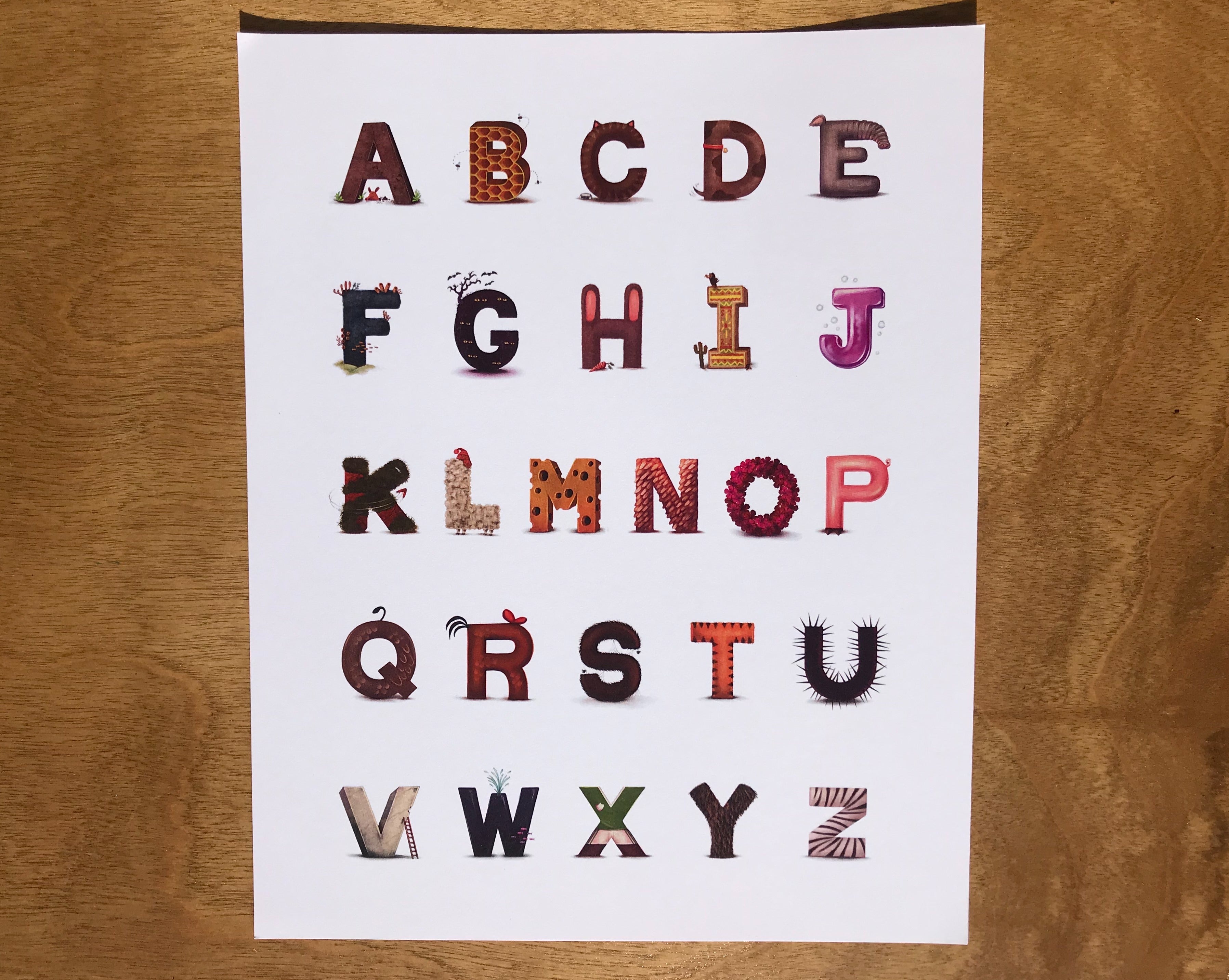 8x10 a to z letter art print
